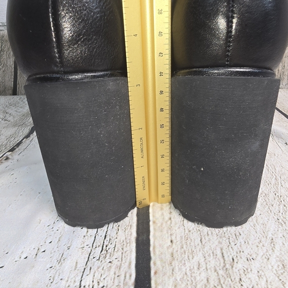 Nakedfeet Black Leather & Knit Chunky Ankle Boot Womens Size 8.5 - Picture 5 of 13